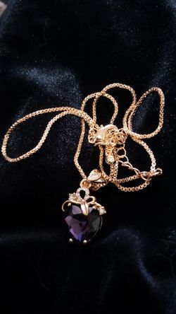 NECKLACE W/AMETHYST HEART💜SHAPED STONE, NEW!