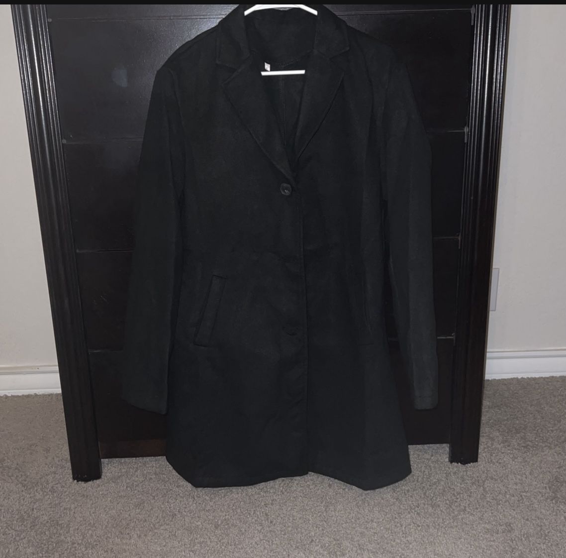 Black Peacoat Jacket (Size L) ( Fits as a mens S) 