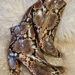 Women's Leather Boots Booties Designer Fashion 1990s Faux Snake By Steve Madden