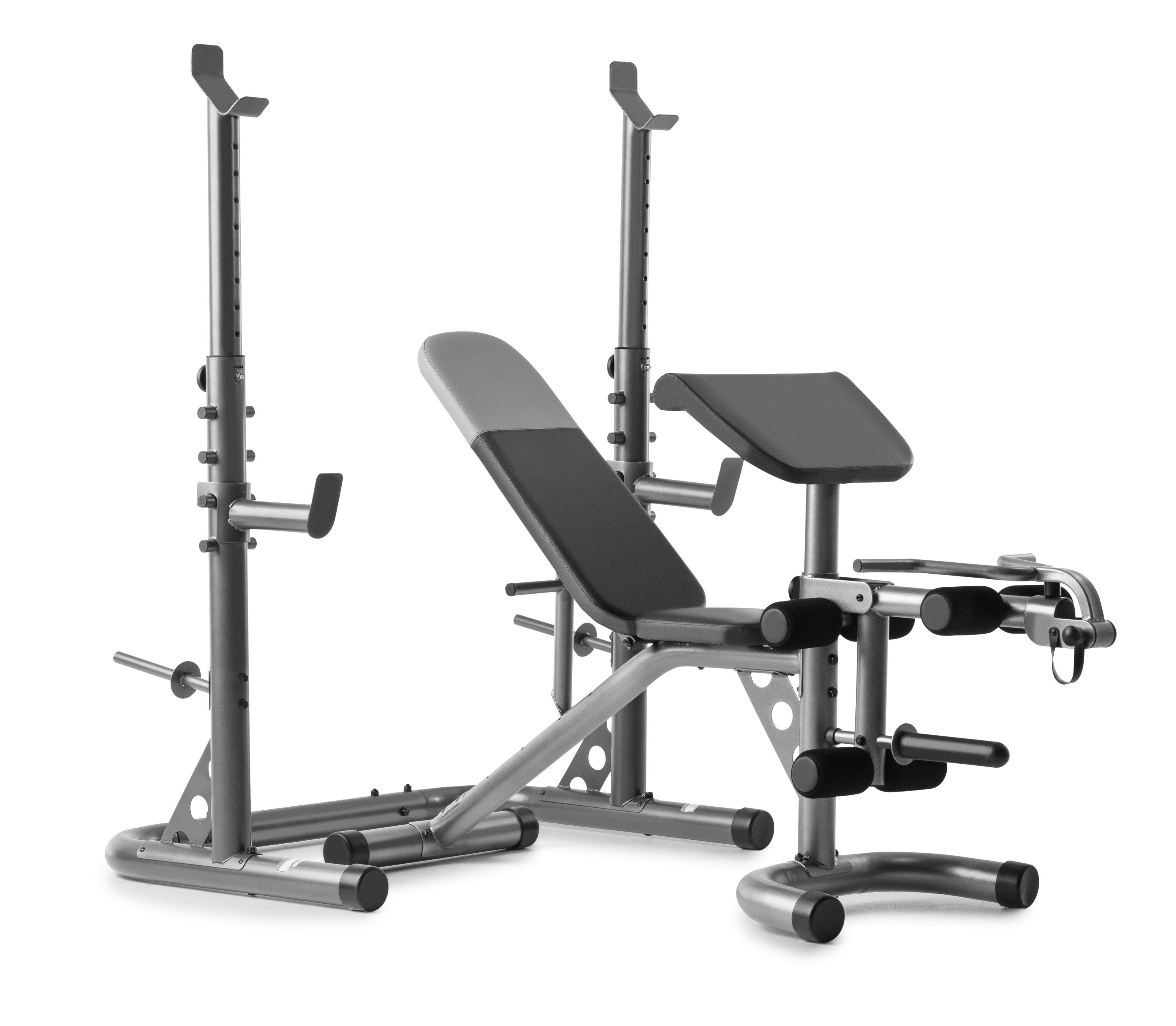 Weider XRS 20 Adjustable Bench with Olympic Squat Rack and Preacher Pad, 610 Lb. Weight Limit