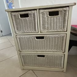 RATTAN WOOD CABINET - STORAGE - CHEST OF DRAWERS