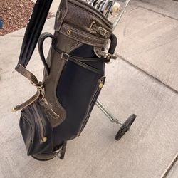 Northwestern Golf Bag w/ Wilson Clubs & Cart
