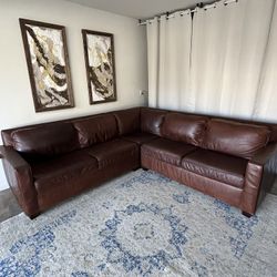 West Elm Leather sectional 🛻Delivery Available🛻