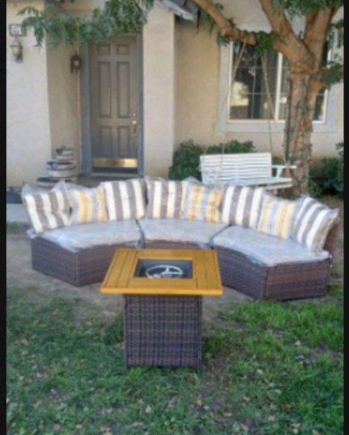 Curved Patio Furniture Set Round Patio Furniture Fire Pit Propane Brand New High Quality Patio Set πππΊπ