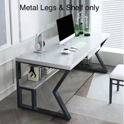 Black Metal Legs For Desk (white Top Not Included)