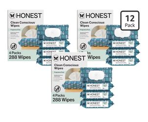 The Honest Company Hypoallergenic Multi-Use Baby Wipes for Sensitive Baby Skin, Balance Blues, 288 Count (Pack of 3)