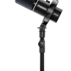 MAONO PD200W Hybrid Wireless Podcast Microphone for PC, Dynamic XLR USB Mic with Desktop Stand, Software, Noise Cancellation, for Vocal Recording, Str