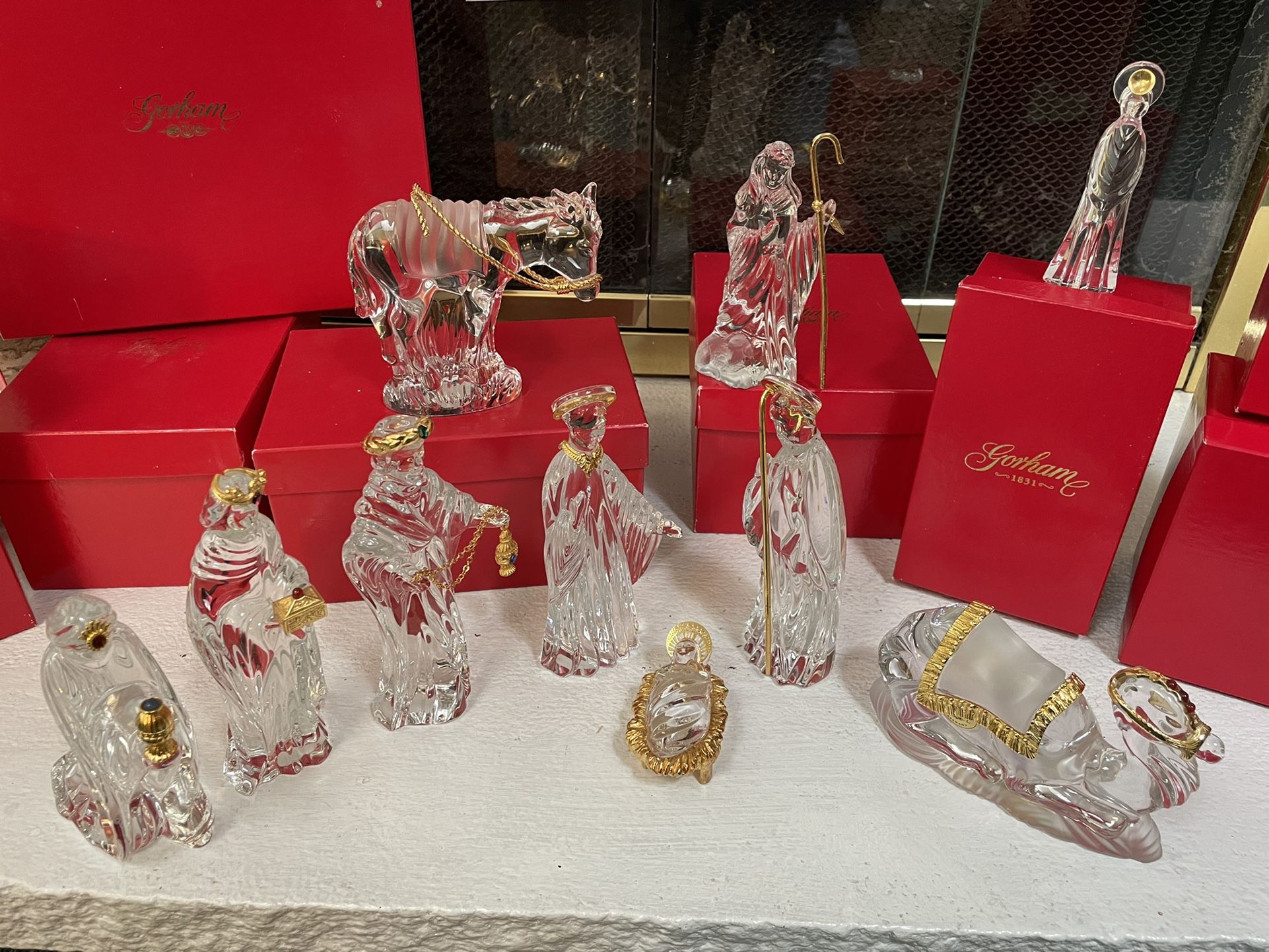 Gorham Crystal and Gold Nativity Set