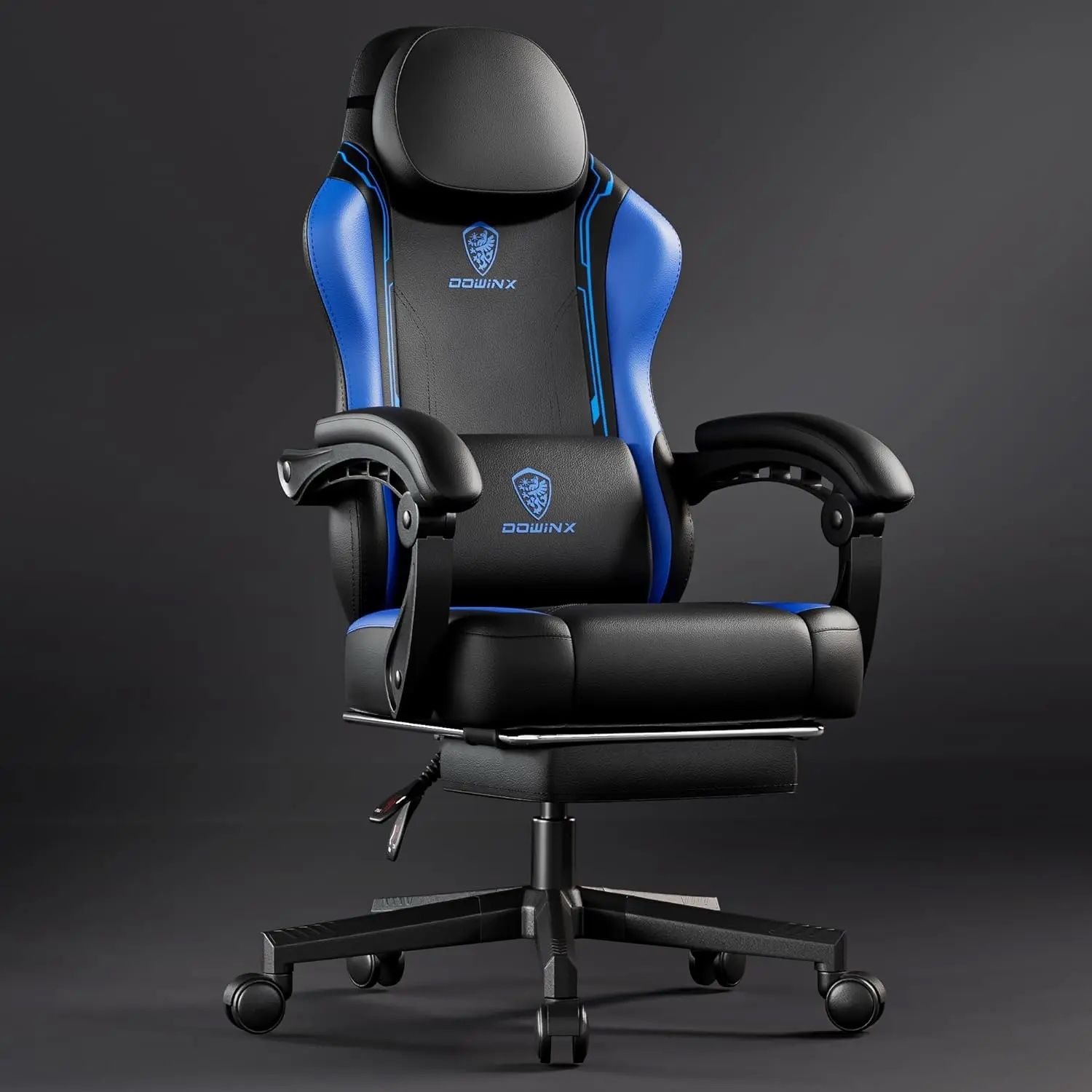 Dowinx Gaming Chair - Blue, Massage, Leather