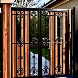 Custom Made Driveway iron Gates Wood Styles 
