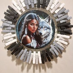 Beautiful Indian Girl With Wolf
