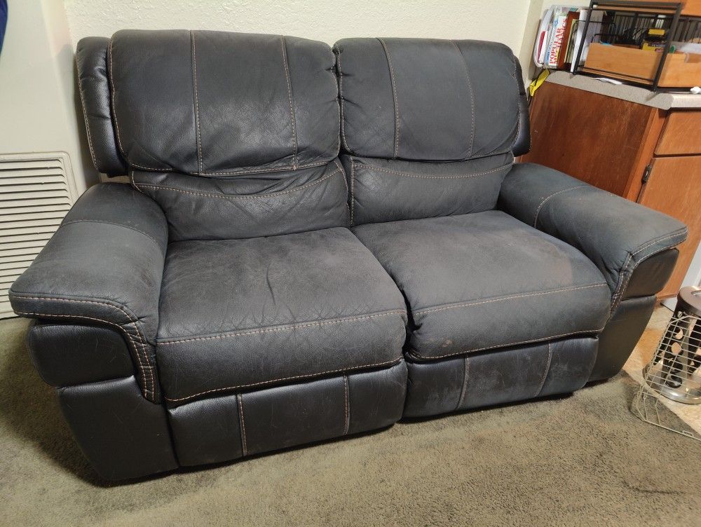 Electric Reclining Faux Leather Couch