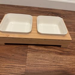 Frisco Square Melamine Dog & Cat Bowl Set with Bamboo Stand, Small: 2 cup