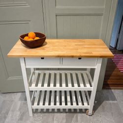 IKEA Kitchen Island Cart - Solid Birch Butcher Block Top