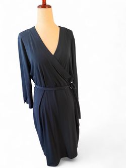 Covington navy blue dress with tie waist size small
