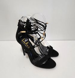 LULU'S WOMEN'S BLACK ANKLE Wrap-AroundStiletto STRAP Heels SANDALS Size 6 BLACK