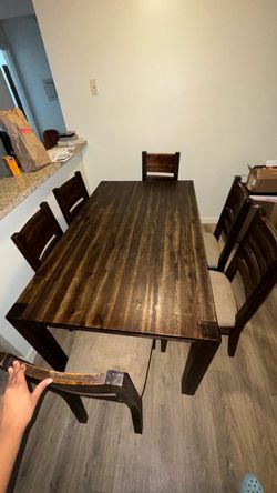 Dark Wood Dining Table with 6 Chairs