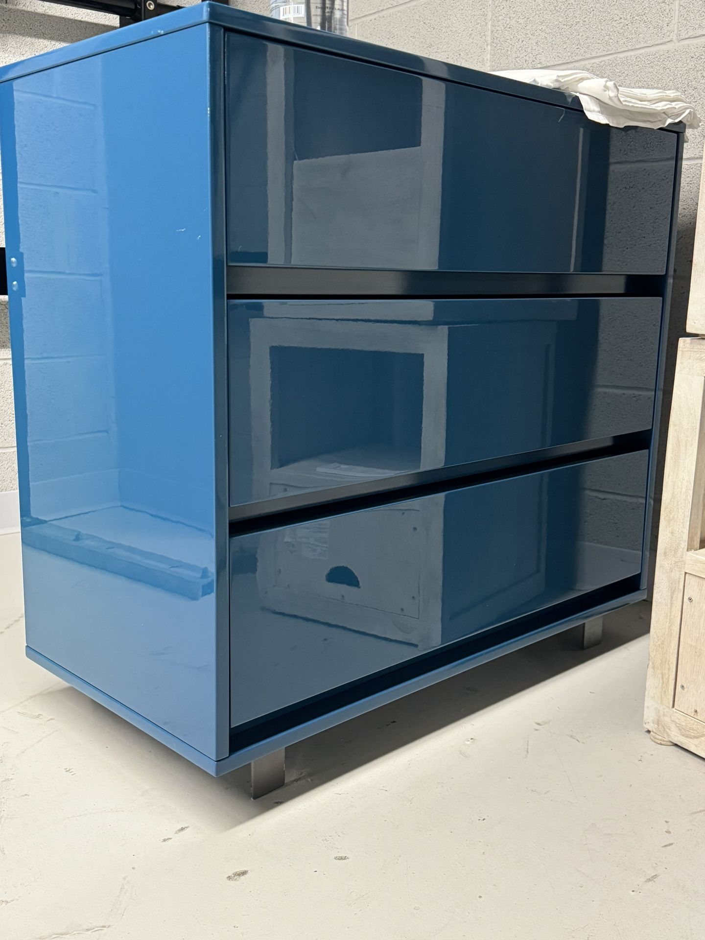 CB2 Blue/Teal Lacquered 3- Drawer Dresser