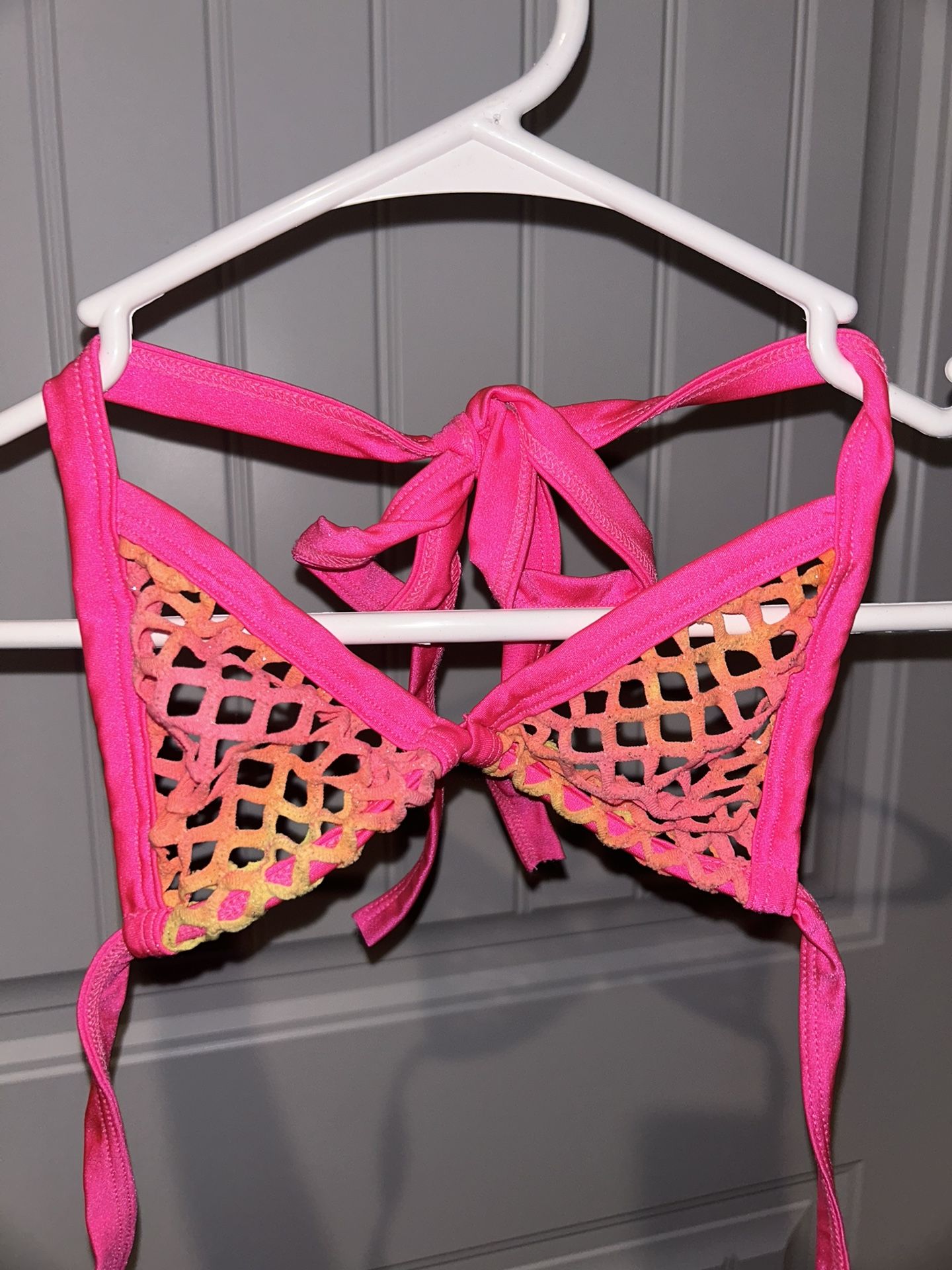 Orange + Pink Fishnet Lingerie