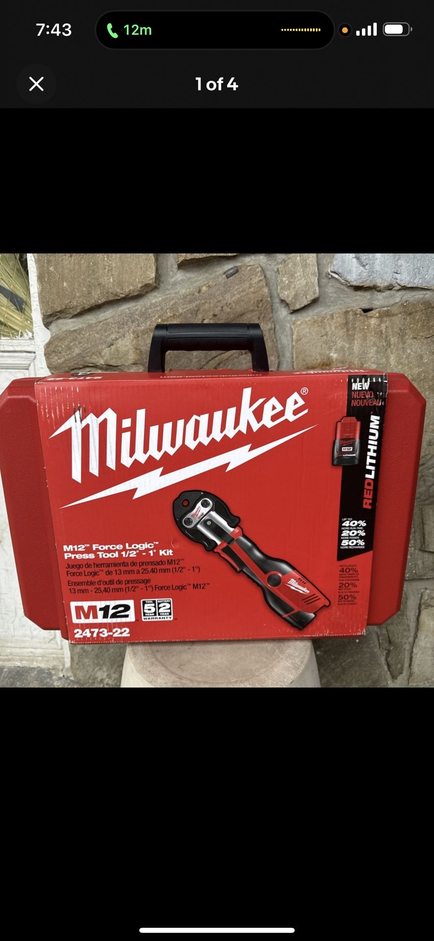 Milwaukee M12 FUEL ProPress Kit (3 Jaws, Battery & Charger Included