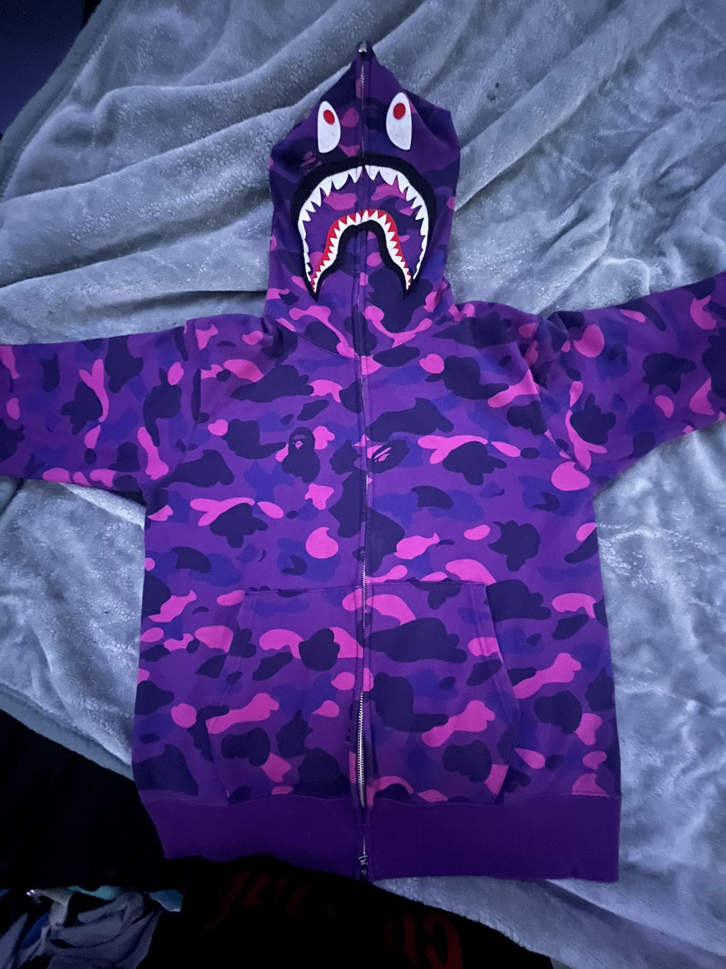 Bape Color Camo Shark Full Zip Hoodie purple