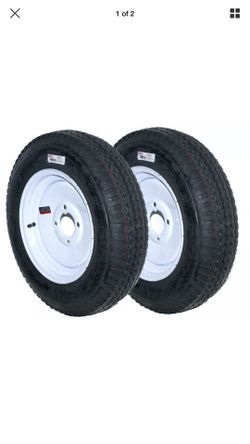 Two Trailer Tires On Rims 5.30-12 4 one 4 or 5 on 4.5 Wheel White Spoke