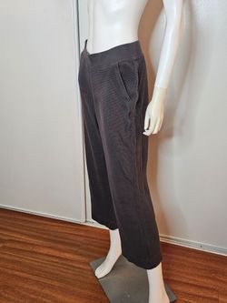 Pact 100% Organic Cotton Casual Wide-Leg Waffle Knit Pants in Charcoal Size M
