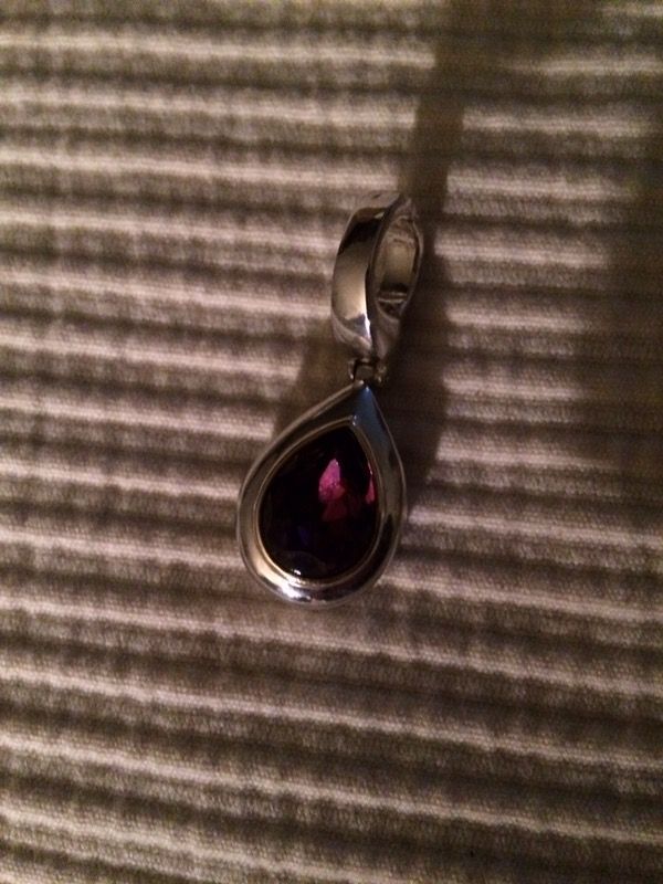 Purple Faceted Stone Set in Silver/ Gold Tone Pendant