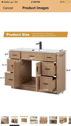 Chyanmoo 48” Oak Color Single Vanity