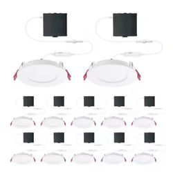 Commercial Electric Pro Value Series LED 4 in Round Adj Color Temp Canless Recessed Light for Kitchen Bath Living rooms, Wht 12-Pk @W5-799