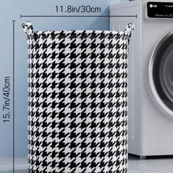 Brand New  Houndstooth Pattern Laundry Basket, Large Capacity Storage Bin With Handle