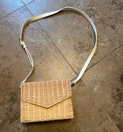 Handwoven Rattan Shoulder Bag, 8.5 x 7.5 x 3