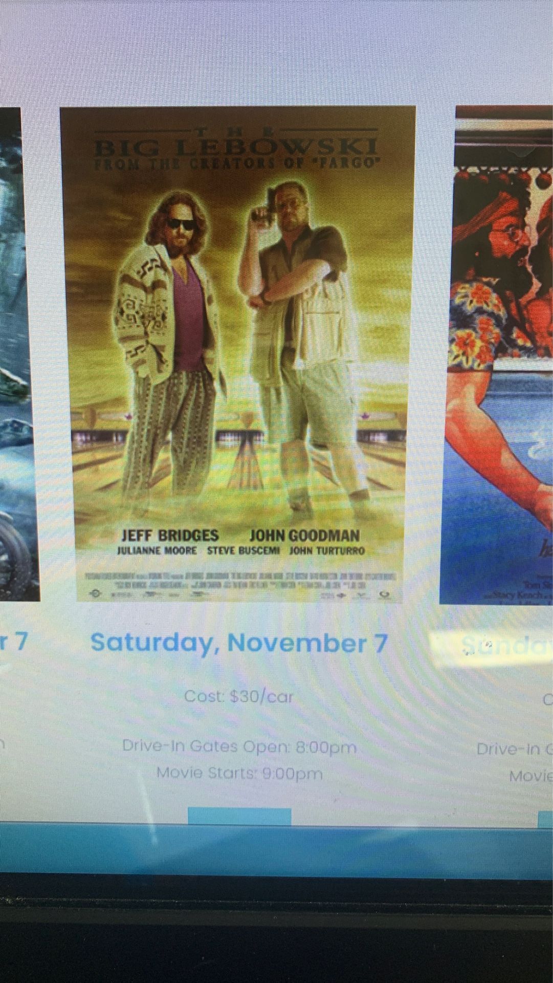 Monterey drive in movie sat 11/7 big Lebowski 8:00