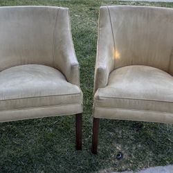 Pair Of Tan Colored Sitting Chairs Mid Century Style