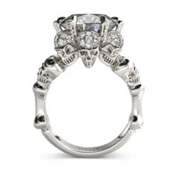 Vintage Round Cut Sterling Silver Skull Ring