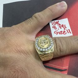 10K Solid Gold Ring For Wedding CUBIC ZIRCONIUM STONES 8.7Gr Size 11