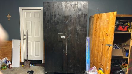 Large Black Wooden Storage Closet