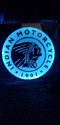 Indian motorcycle etched lighted mirror