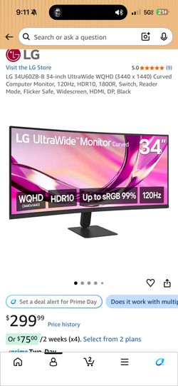 LG UltraGear 34” 1440p 120hz wide monitor