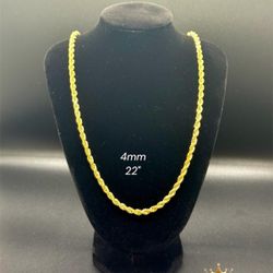 10K Rope Chain Gold 4mm 22” – Real Gold LA