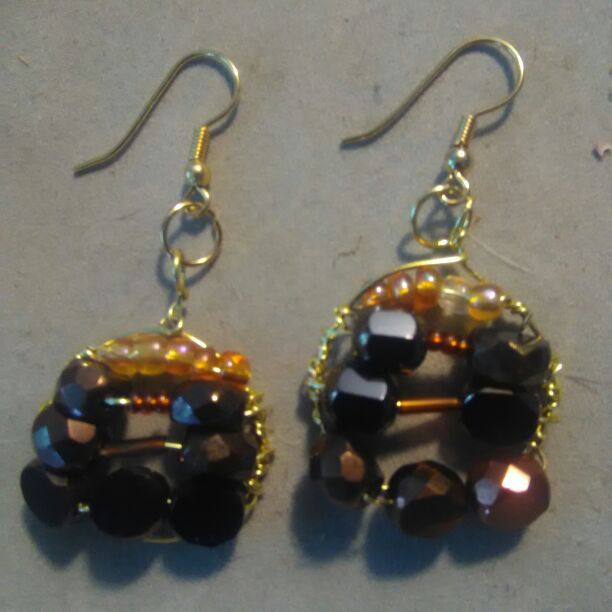 Gold and copper earrings