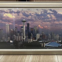 City of Seattle Washington Framed Cloudscrapers Print Great Condition