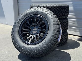 18" NEW Wheels Black Rims and Tires 6x139.7 TOYOTA 6x135 FORD 8x170 DODGE 8x165.1 CHEVY Silverado Tundra Sequoia F150 Expedition Tacoma 4Runner FJ Cru