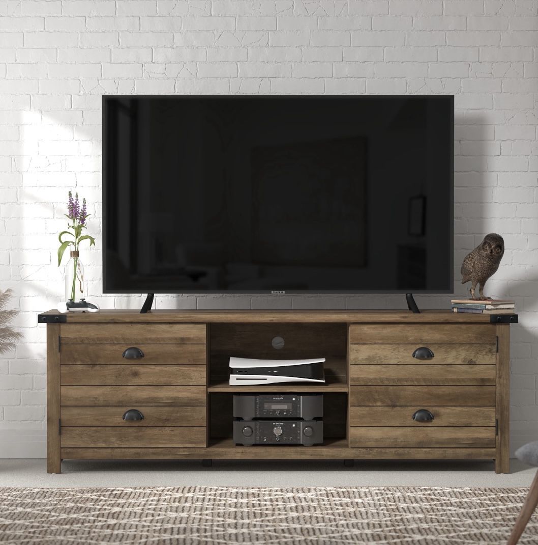 New in Box Gaming Ready Wood  70 inch TV Stand with 2 Doors and Shelves