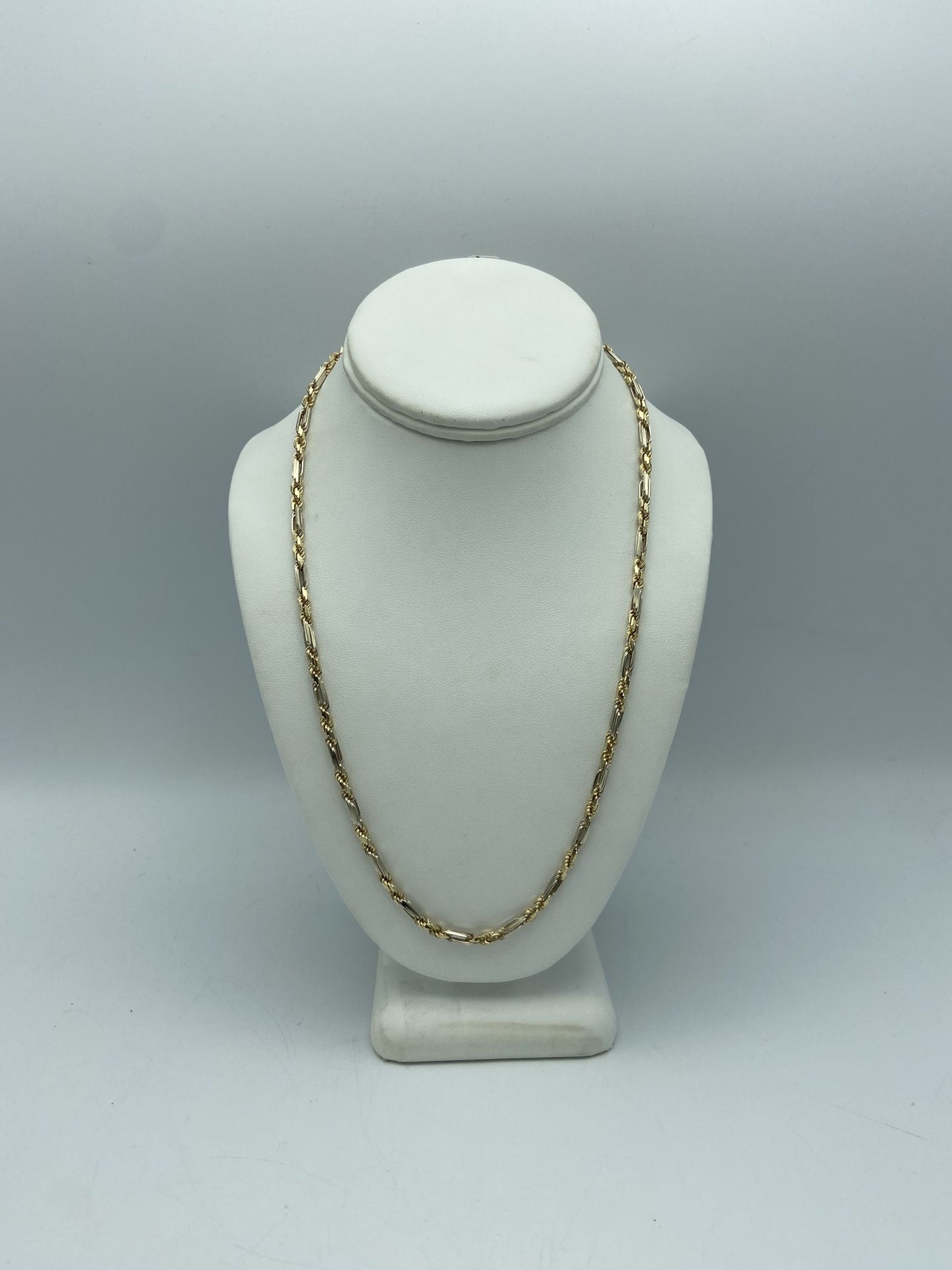 14kt Two Tone Solid Gold Milano Rope Figaro Chain 22”