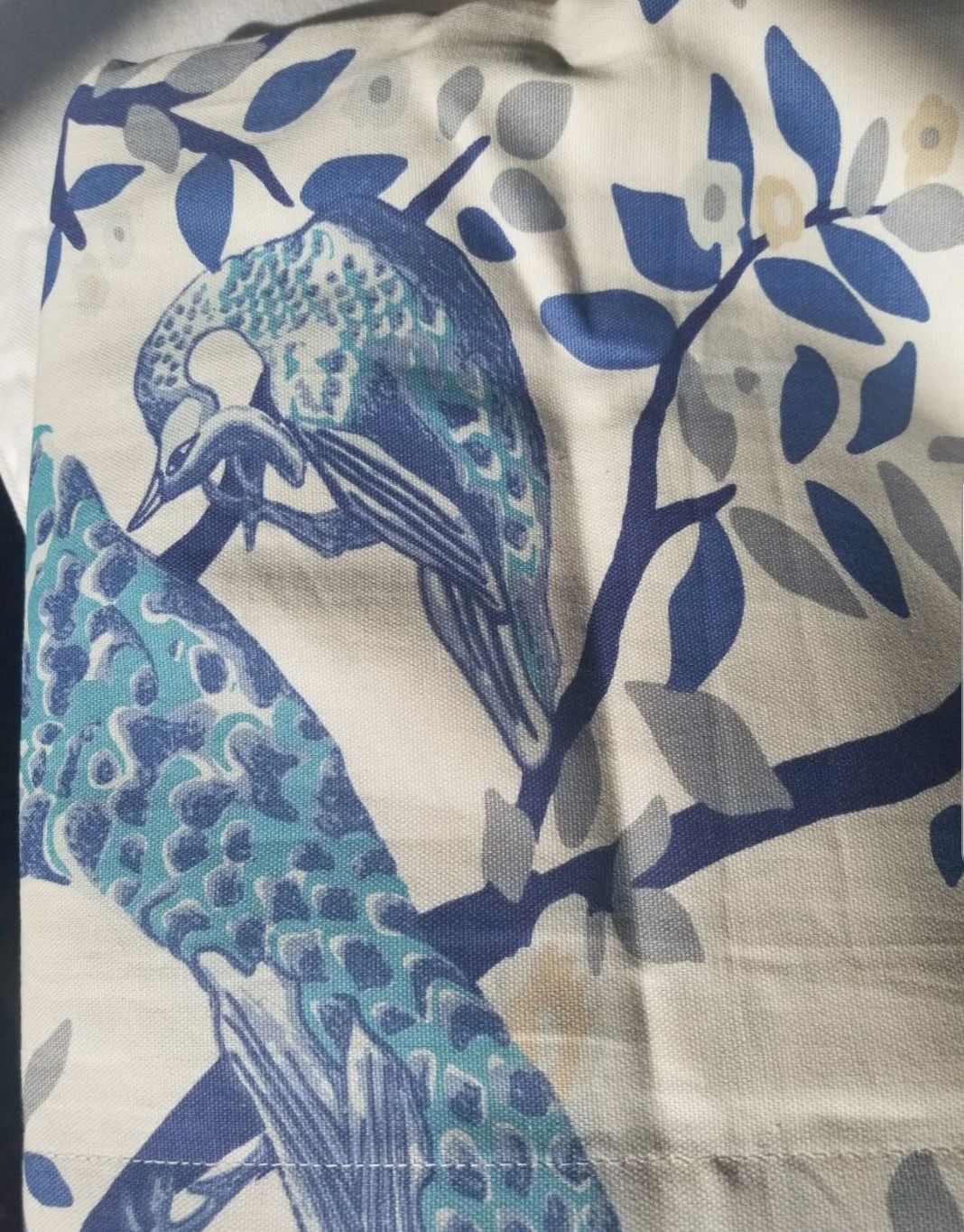 Nwot DWELL STUDIOS BLUE & WHITE peacock pheasant Chinoiserie style curtain panels (2) 96" FIRM PRICE, SHIPS ONLY