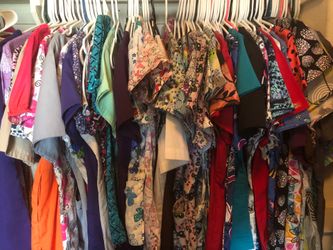 Scrubs tops and matching bottoms