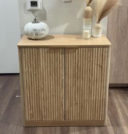 Fluted Oak Storage Cabinet