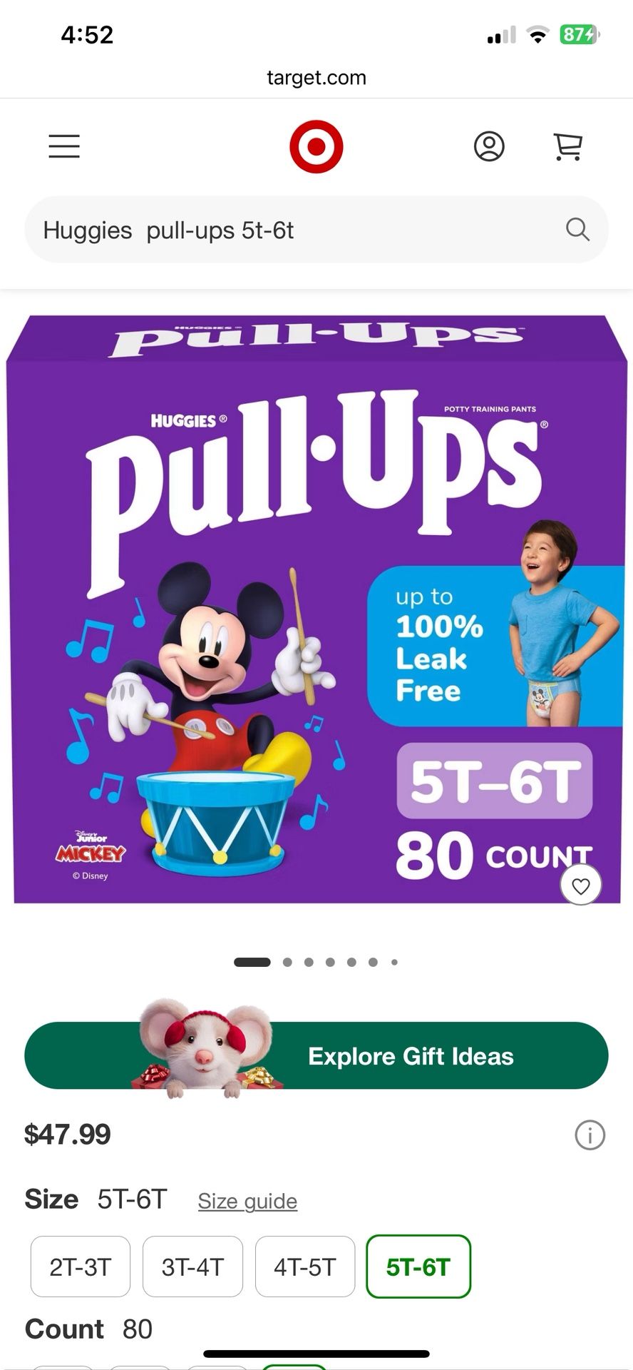 Huggies Pull-Ups 5T-6T 80Ct
