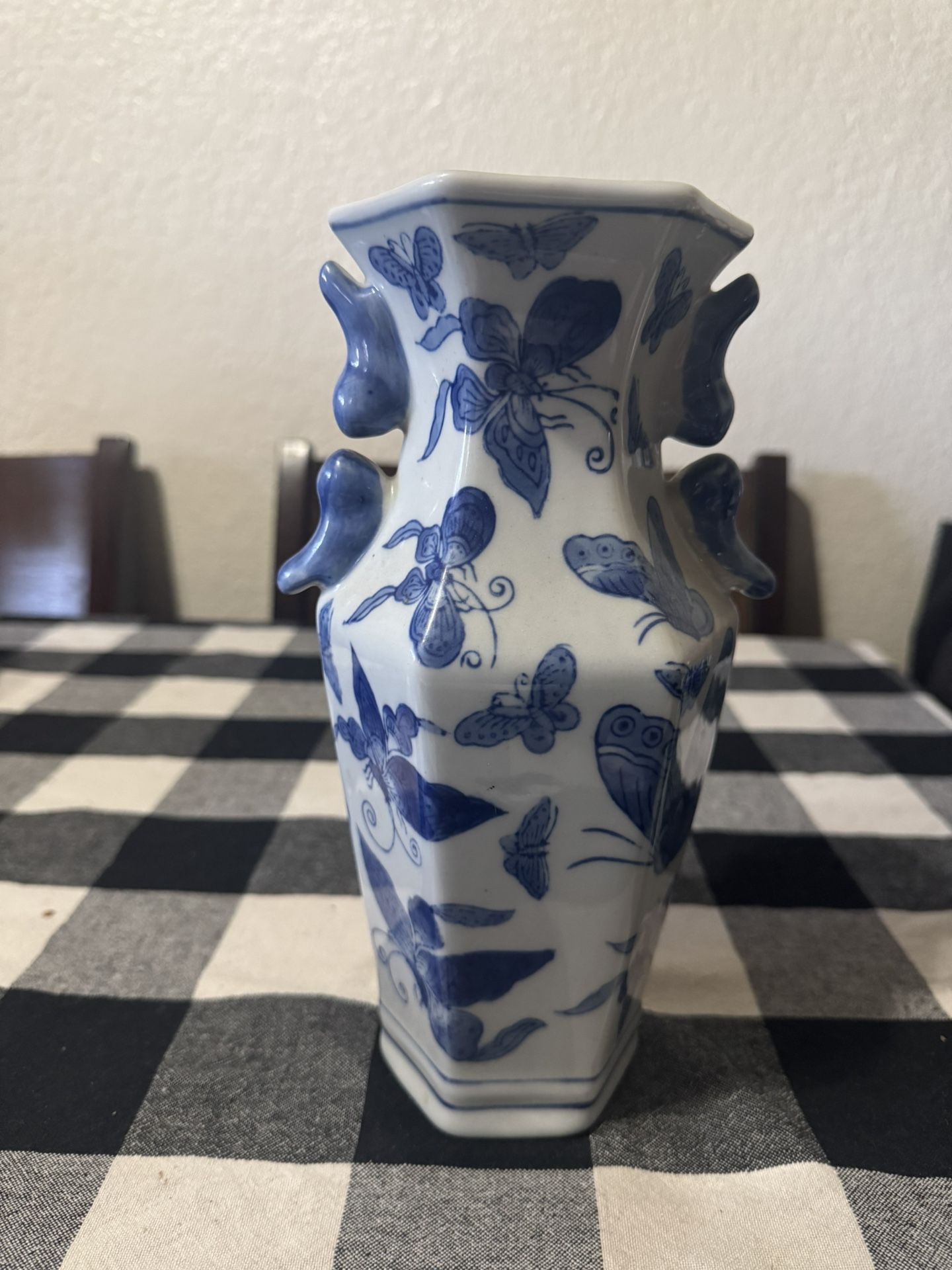 Vintage Blue & White Porcelain Vase